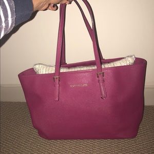 Michael Kors Peony Saffiano Fuschia Tote